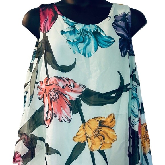 Midnight Velvet Chiffon Popover Pool Blue Floral Summer Cocktail Brunch Jumpsuit - Picture 9 of 16